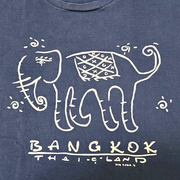 Bangkok Elephant T Shirt Ethnic Graphic Blue Sz. L Indycore Tourist - Picture 2 of 5